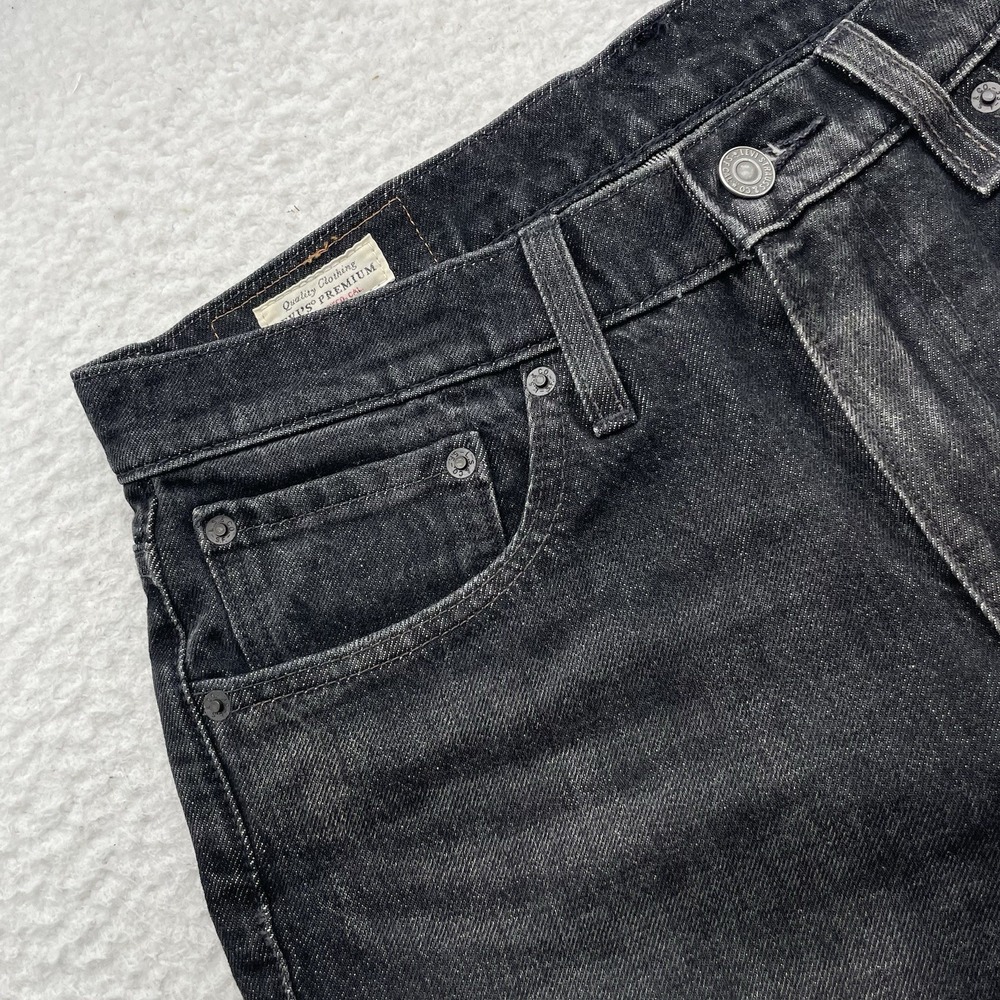 Levis Premium Jeans Mens 32x32 Big E Dark Gray Modern Slim Patched Stone Wash